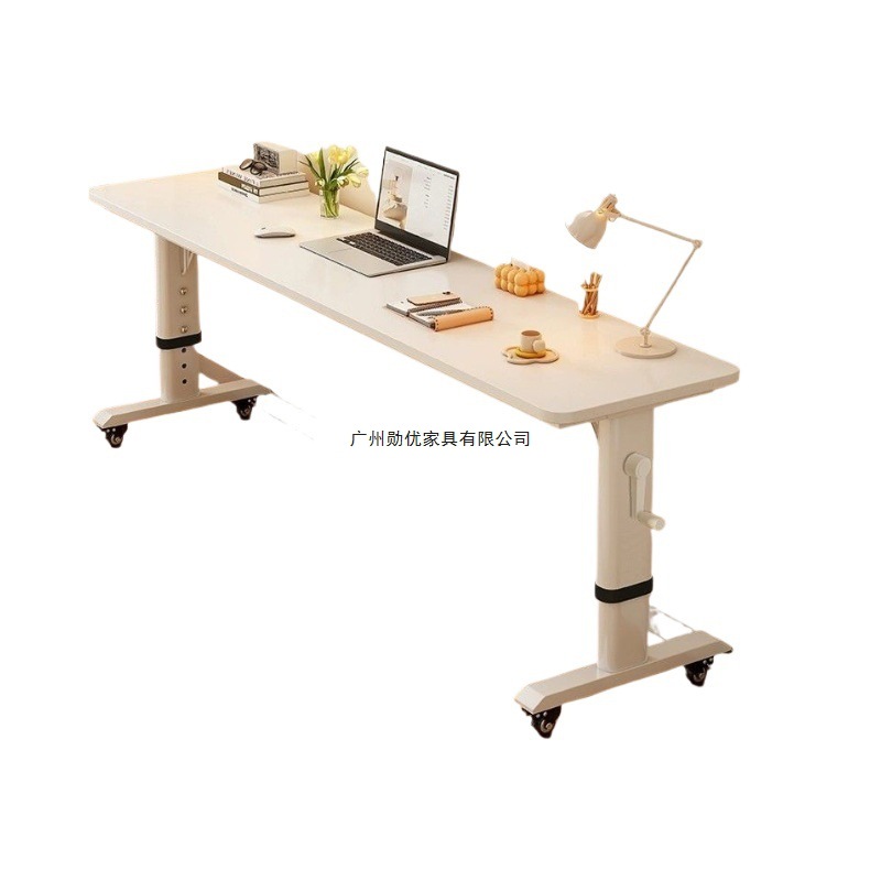 Mesa de cama elevadora móvil mesa de computadora doméstica mesa de trabajo una línea larga mesa de madera blanca mesa de cama
