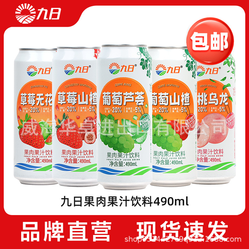 九日大果肉果汁饮料490ml葡萄草莓山楂汁无花果蜜桃乌龙果汁饮品