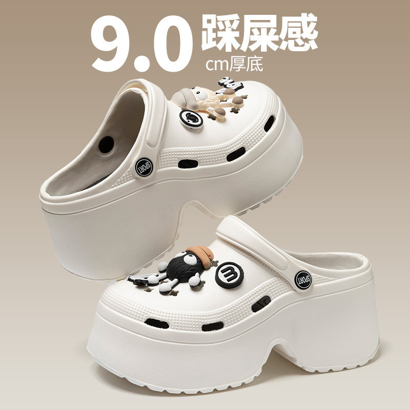 DIY 漫画下駄女性の夏の身長を伸ばすつま先サンダルアウターウェアビーチ滑り止め耐摩耗性厚底下駄|undefined