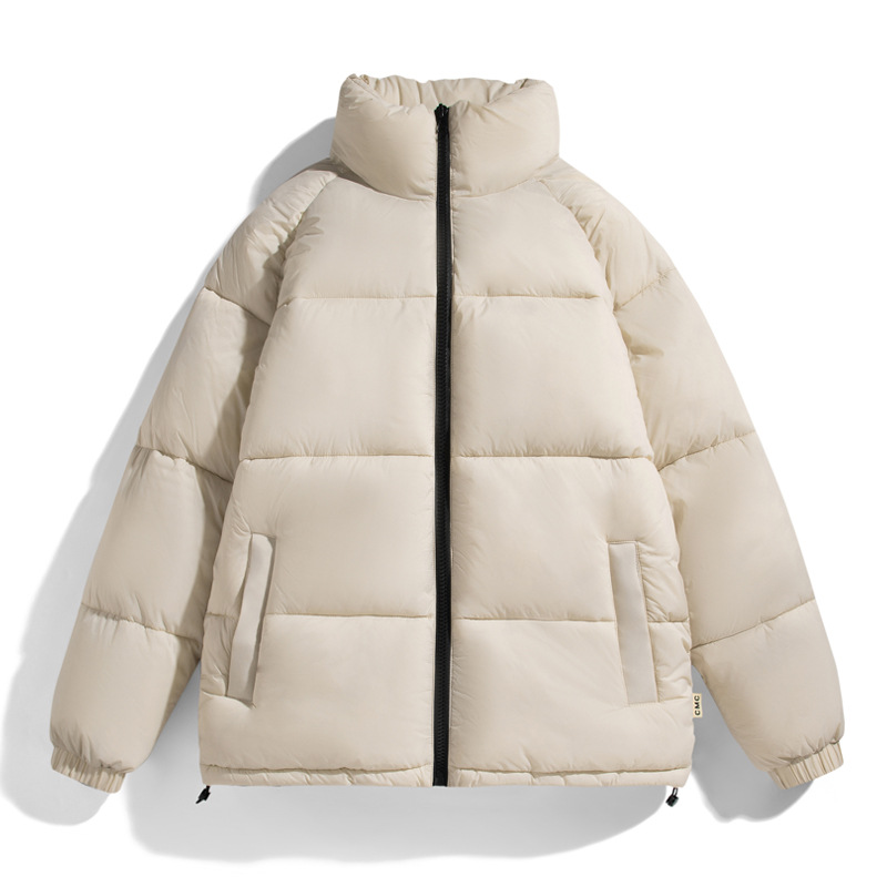 Chaqueta de hombre de otoño e invierno chaqueta acolchada de algodón cálida informal suelta blusa juvenil cuello alto simple celebridad de Internet misma chaqueta de pan a prueba de viento