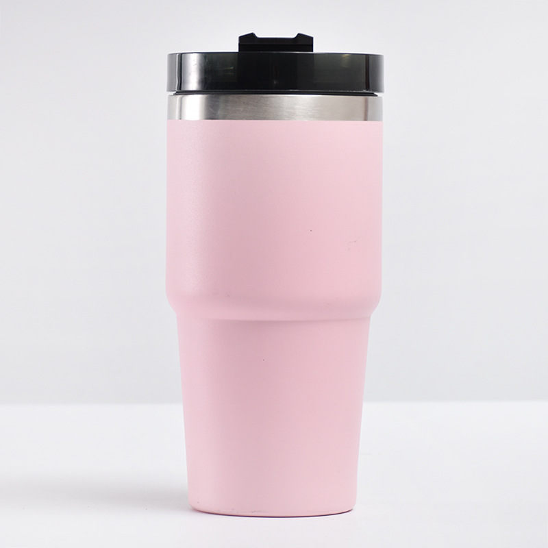 Taza de vacío de acero inoxidable 304 transfronterizo de doble capa de vacío con taza de helado de paja taza de coche portátil al aire libre