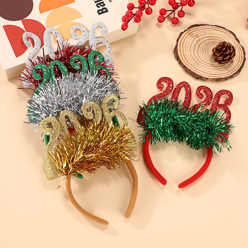 新しい 2026 大晦日ヘッドバンドクリスマス装飾クリエイティブヘッドバンドパーティー装飾写真撮影クリスマス装飾小道具|undefined