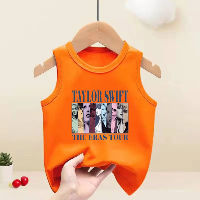 Taylor Swift泰勒斯威夫特霉霉印花童裝中大童無袖背心跨境亞馬遜
