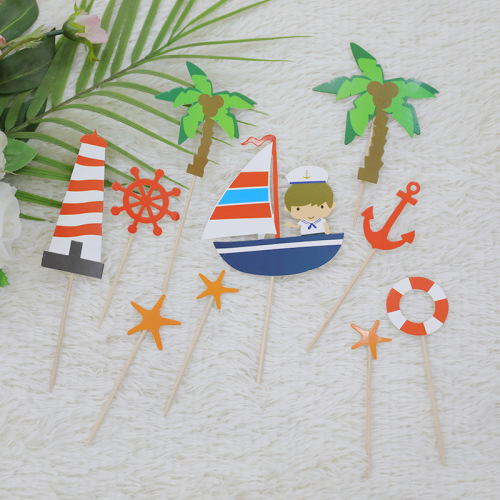 Manufacturer Baked Cake Decoration Cartoon Animal Unicorn Theme Series Candy Traffic Cake Decoration Insert Card