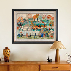 Vintage French-style antique desktop illustration masterpiece, niche decorative painting, art wall hanging from Central Park, New York