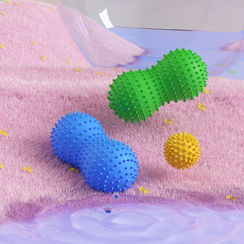 Bola de masaje tipo erizo de PVC, bola de maní o fascia, antideslizante, ideal para ejercicios de yoga y fitness