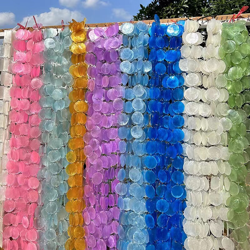 Color Mirror Shell Natural Shell String Transparent Shell Thin Film Shell Wind Bell Door Curtain Wedding Decoration Lighting Technology