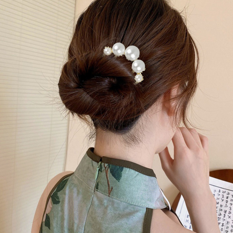 レトロな気質のビーズ、多用途のヘアアーティファクト、古代スタイルの後頭部ボールヘアピン、春夏の新しい国民風のアクセサリー|undefined