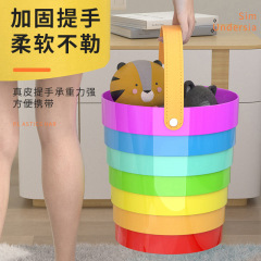 跨境折叠彩虹垃圾桶户外露营车载儿童玩具收纳桶家用便携折叠桶