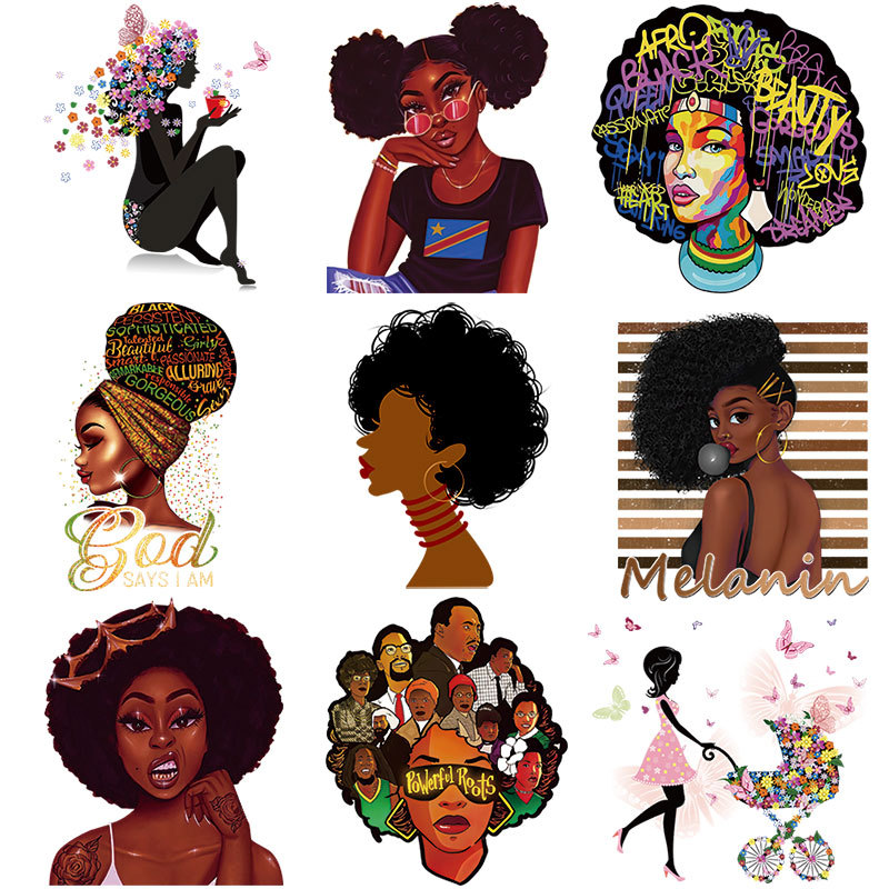 烫画贴 欧美女孩柯式烫画图案 t恤印花贴纸烫画胶印logo烫贴印花