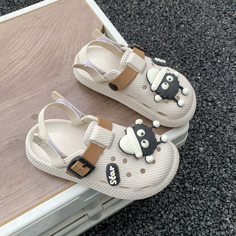 Детская обувь Birkenstock на толстой подошве с мягкой подошвой, модная обувь с отверстиями для брикетов, дышащая верхняя одежда, домашние летние нескользящие сандалии с закрытым носком