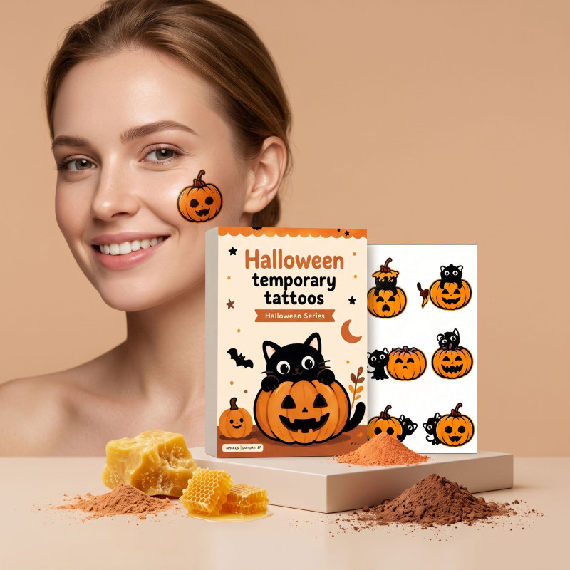 Halloween tattoo stickers # Pumpkin 7: Festive atmosphere, skin-friendly, high-definition, easy to apply, rich and natural colors, personalized Halloween tattoo stickers # Pumpkin 7: Festive atmosphere, skin-friendly, high-definition, easy to apply, rich and natural colors, personalized