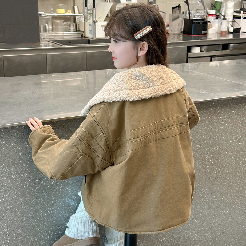 2025新款童装时尚儿童牛仔棉服棉衣夹棉加厚洋气女童秋冬装外套|undefined