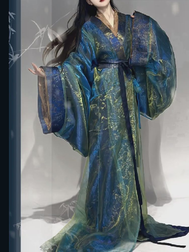 炫彩战国袍汉服女古装超仙马山楚墓复原款直裾霸气拖尾超大放量-阿里巴巴