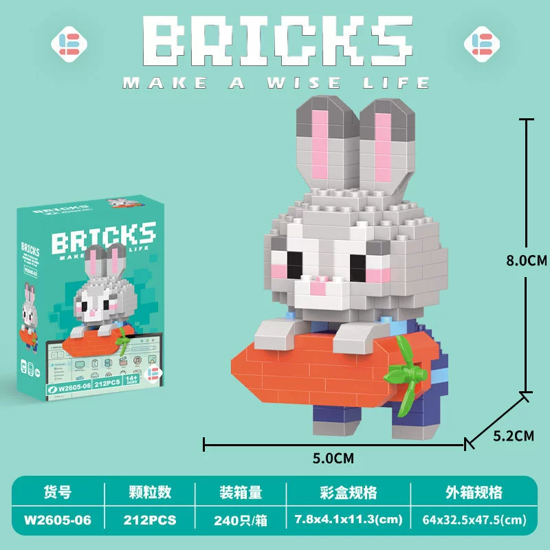 Micro‑block cartoon doll constructor (Lego style), strawberry & mini bears, blind box, micro pieces