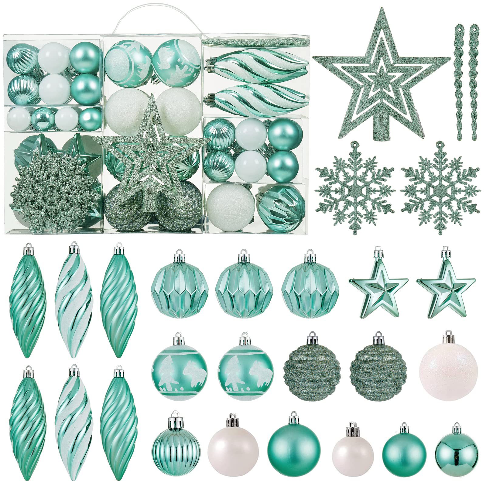 Árbol de Navidad decorado estrella de nieve de hielo 100 paquetes pintados bolos de Navidad colgante caja de mano