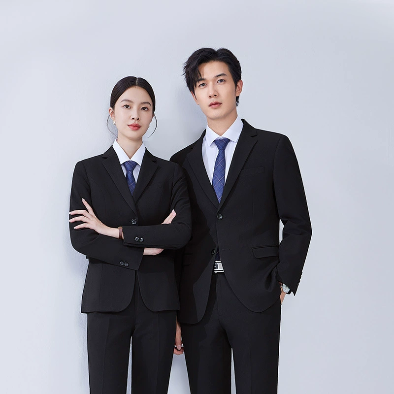 Elastic black classic suit jacket for men and women