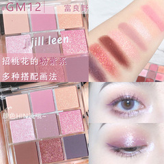 A JILL LEEN Mini Nine-Color Eyeshadow Palette for Single Use, Portable, Shimmering, Glowing, Natural, and Color-Enhancing