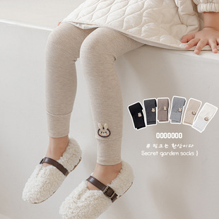 New children's socks spring and autumn vertical stripe cartoon girl's cropped pants outer pants cropped pants girl's leggings socks
