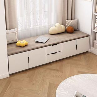 Solid Wood Balcony Bay Window Cabinet Locker Floor Storage Sitting Sleepable Tatami Storage Cabinet Windowsill Floor Cabinet Low Cabinet