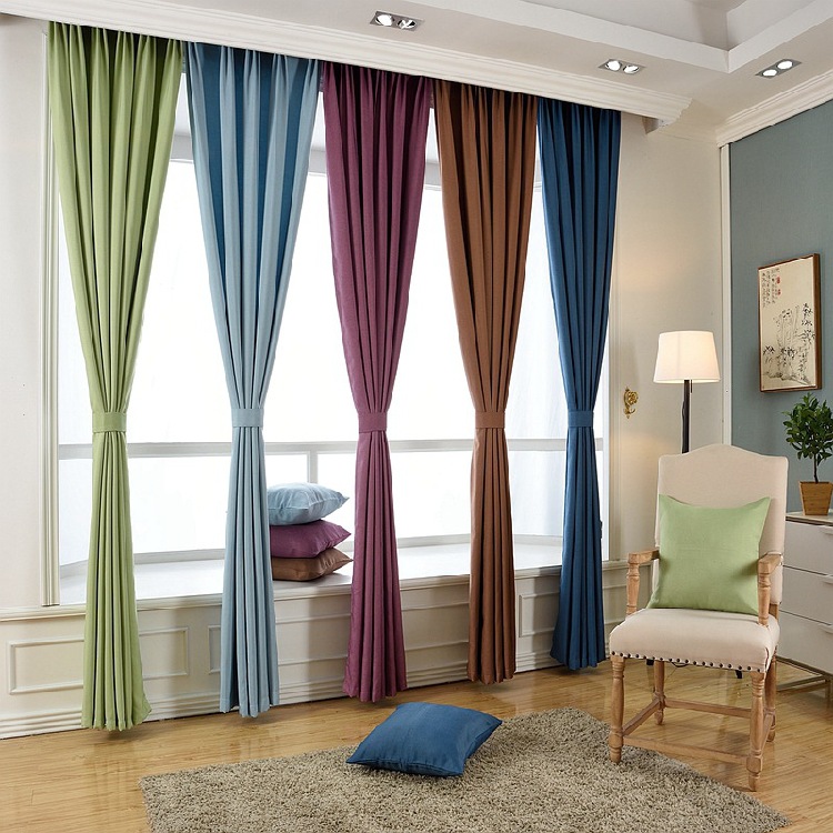 廠家直供窗簾成品亞麻約中式特價落地窗臥室遮陽遮光純色窗簾布