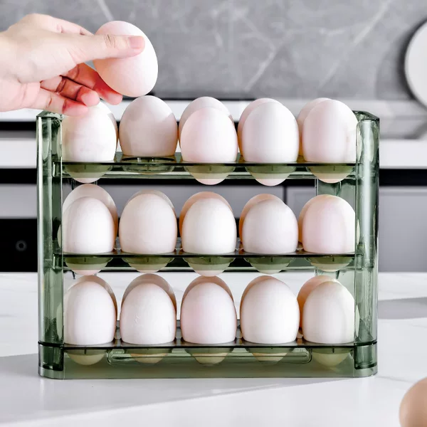 Egg storage box kitchen fresh-keeping egg box storage artifact refrigerator side door egg holder flip egg rack