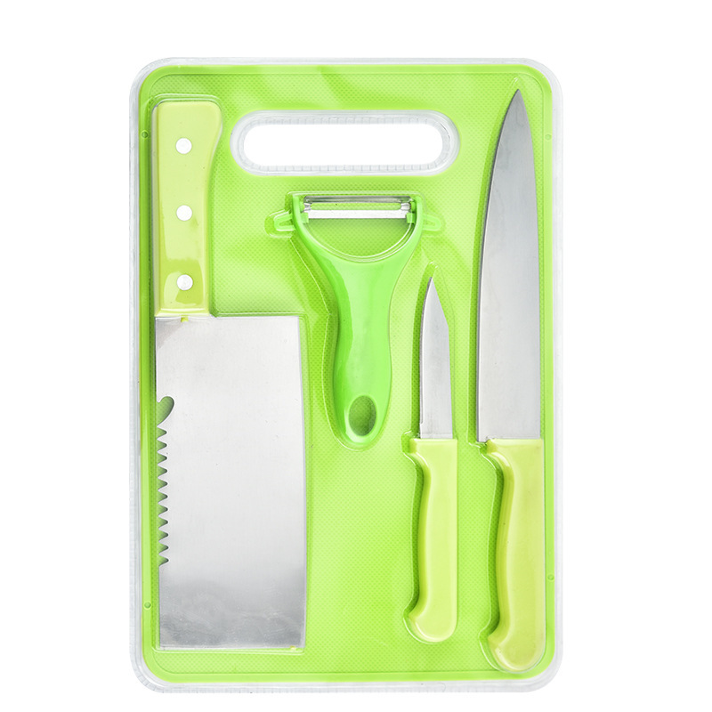 Kit de cuchillos de acero inoxidable práctico de cocina de succión de tarjeta de cocina de cinco piezas juego de cuchillos de acero inoxidable multifuncional de color