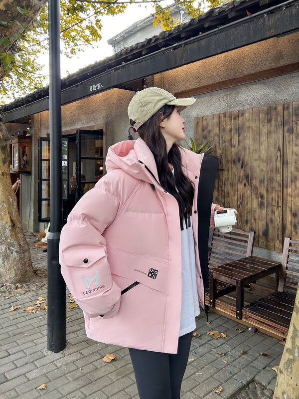 工装鹅绒羽绒服2025年冬新款加厚保暖背带式派克羽绒服外套短款潮|undefined