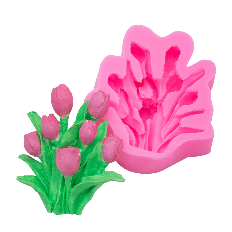 Tulipán flor molde de silicona coche aire acondicionado salida aromaterapia listado chocolate fondant cake decoración