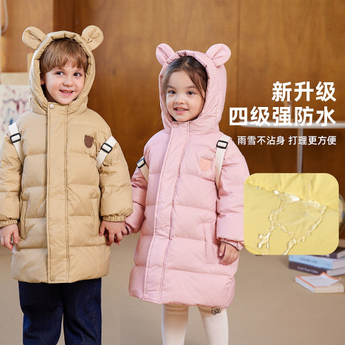 Dudu's children's down jacket, long style baby warm winter clothing outerwear boys' white duck down shirt new style for winter 