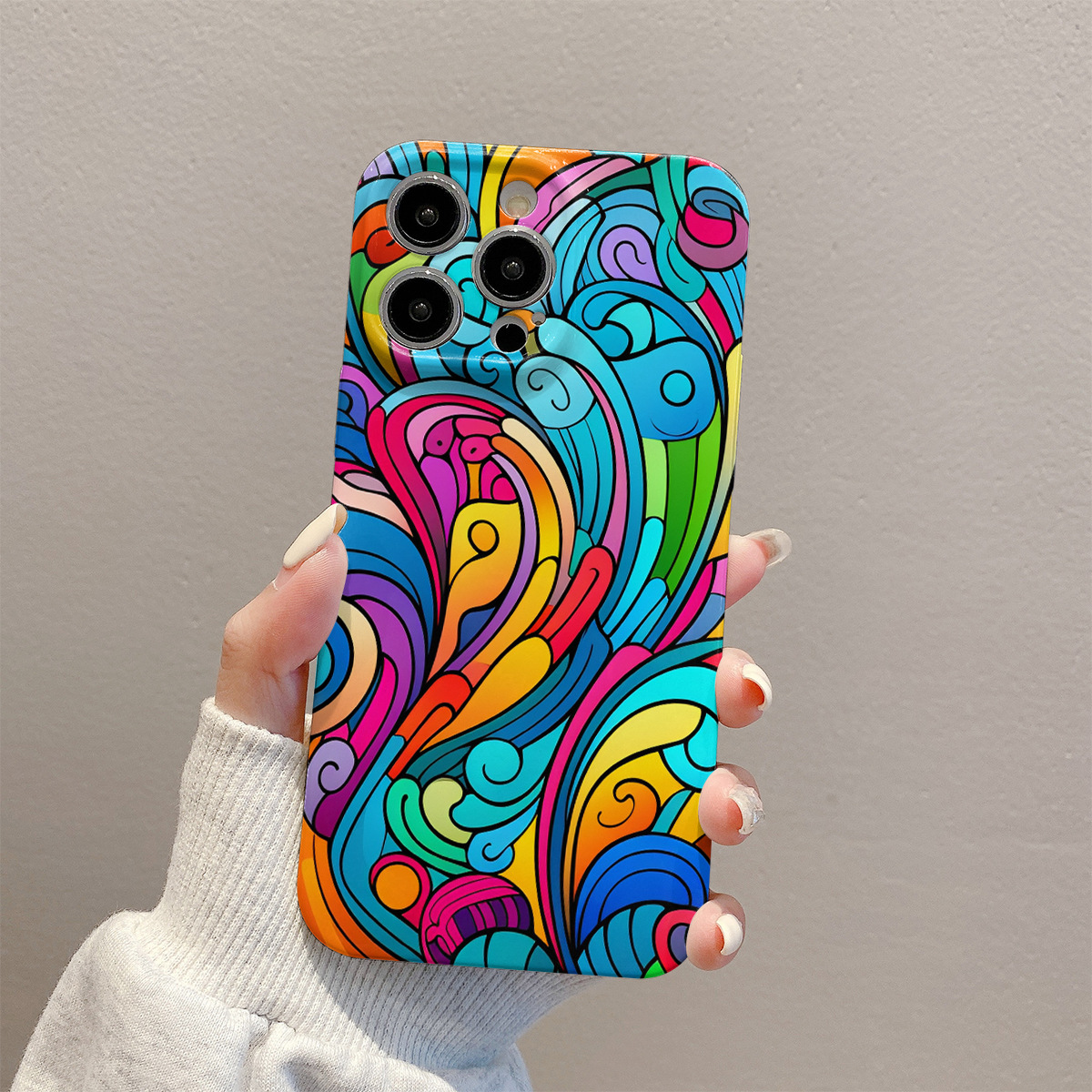 Nouvel étui de film de peinture à l'huile abstraite, étui de téléphone pour femme, image originale pour étagère_voghion.com