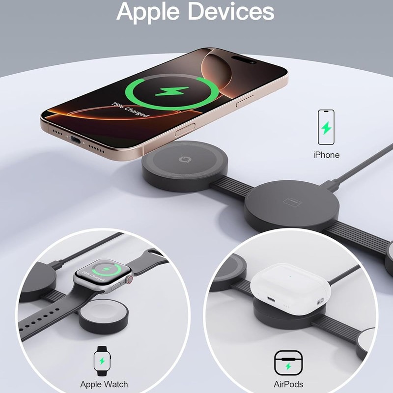 新型クロスボーダー三合一磁気吸引無線充電器縦型折り畳み可能多機能携帯電話スタンド無線充電|undefined