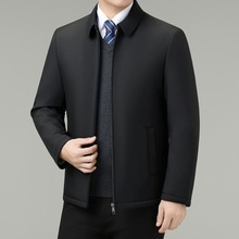 大牌棉衣轻奢高端男装秋冬新款翻领外套中老年爸爸休闲简约茄克衫