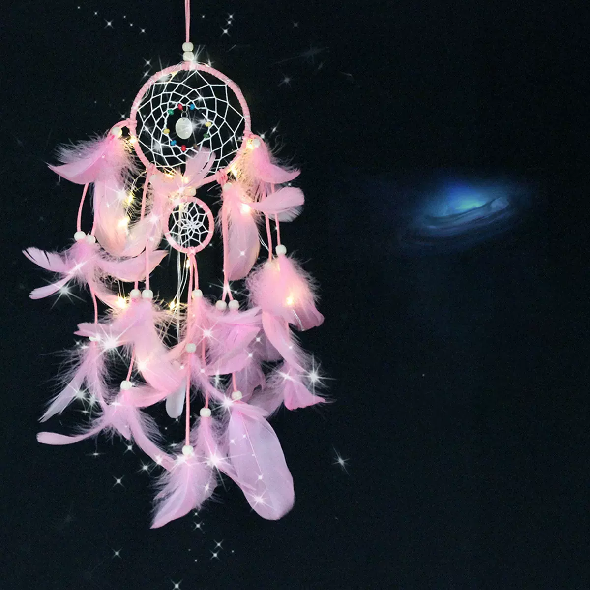 创意梦幻小夜灯捕梦网挂饰家居少女房间装饰闺蜜礼物空中吊饰