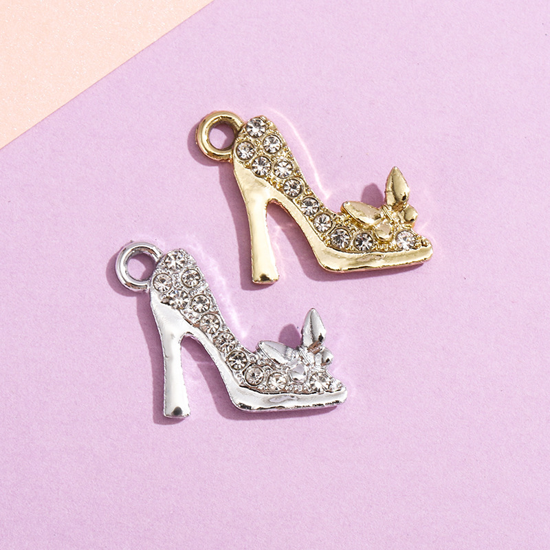 High Heels Small Pendant Accessories Fashion Alloy Diamond Jewelry Small Pendant DIY Clothing Bracelet Keychain Material