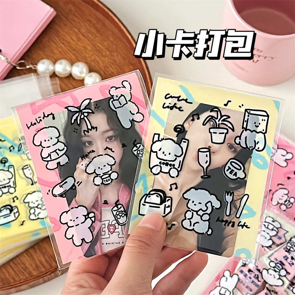 Cute Graffiti Puppy Autoadhesivo Cubierta de tarjeta Bolsa de embalaje de regalo Bolsa de embalaje de dulces Bolsa ziplock de dibujos animados OPP al por mayor