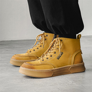 Martin boots men's fashionable high-top workwear boots mid-top 2024 New retro rhubarb boots 50098-J