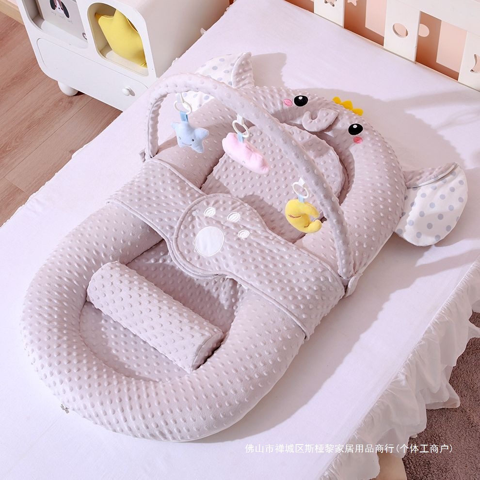 Newborn Anti-Jump Artifact Crib Bed Anti-Falling Wake-Up Multi-Functional Bed Portable Washable Anti-Vomiting