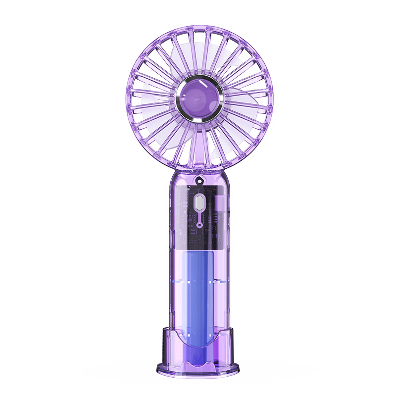 Abanico transparente morado
