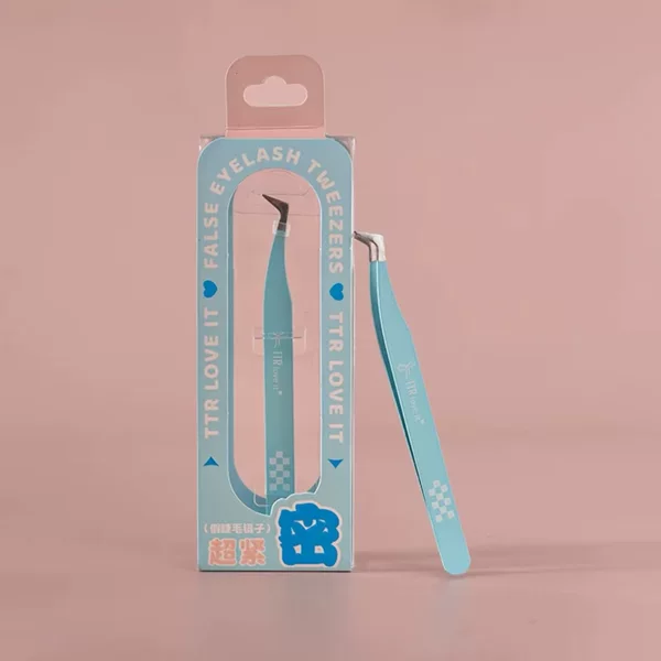 Kameng Stainless Steel Tweezers Set with Non-Slip Plastic Covers for Eyelash Extensions, Curved and Straight Tips, Transparent Anti-Static Tweezers Protection