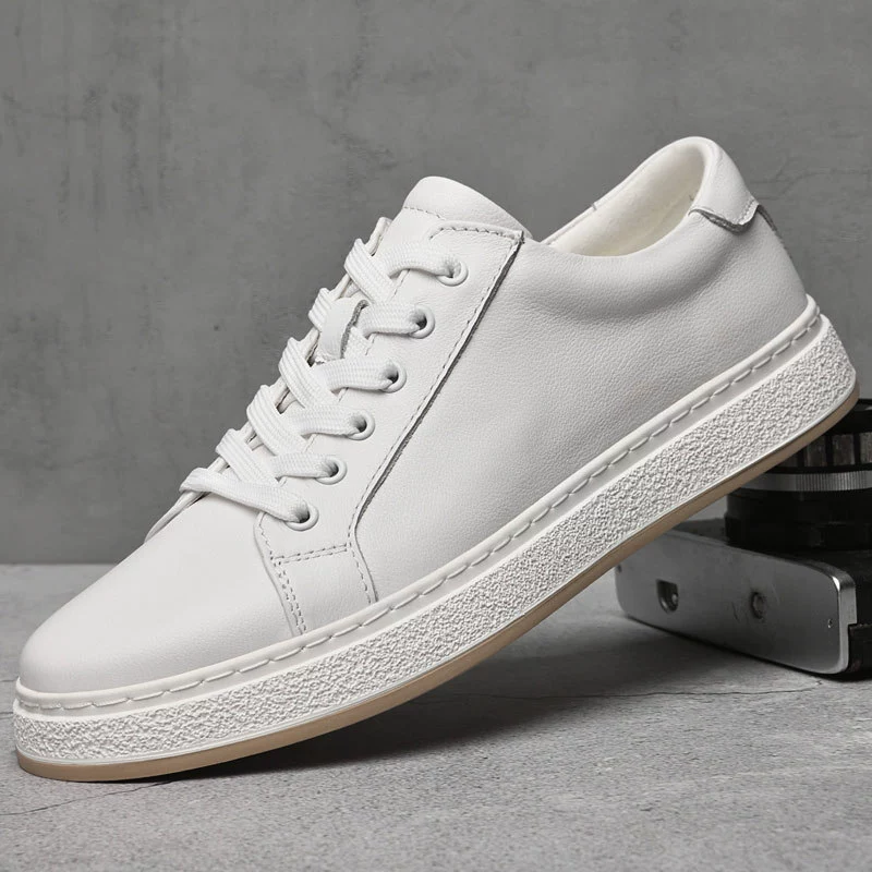 Мужские туфли, осенние кроссовки из натуральной кожи, мужские повседневные дышащие кожаные туфли из натуральной кожи, мужские белые туфли на толстой подошве, мужская обувь