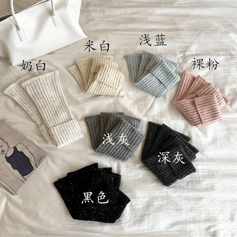 慵懒风粗条羊毛点纱翻口袜套jk日系甜酷小腿堆堆靴套保暖防掉腿套|undefined