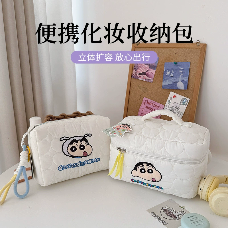 Мягкая милая косметичка Crayon Shin-chan с милым мультяшным милым девчачьим сердечком, портативная дорожная сумка для хранения