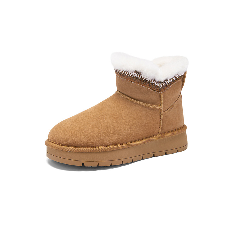 Augu Lion Dengjia terciopelo botas de nieve para mujeres 2025 nuevo otoño invierno botas de tubo corto con suela gruesa para usar zapatos de algodón grueso