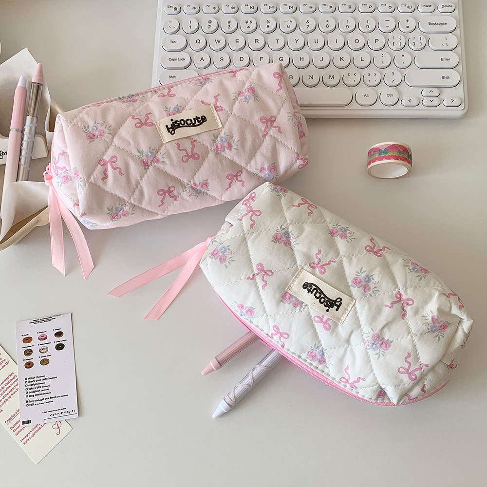 60g Weight Pencil Case Stationery Type 1 Piece Quantity Class, Learning, Graduation Occasion Cotton, Polyester Material Bow Knot Pattern Korean Style Style Bow Knot Cotton Polyester Class Learning Graduation Korean Style Pencil Case 6