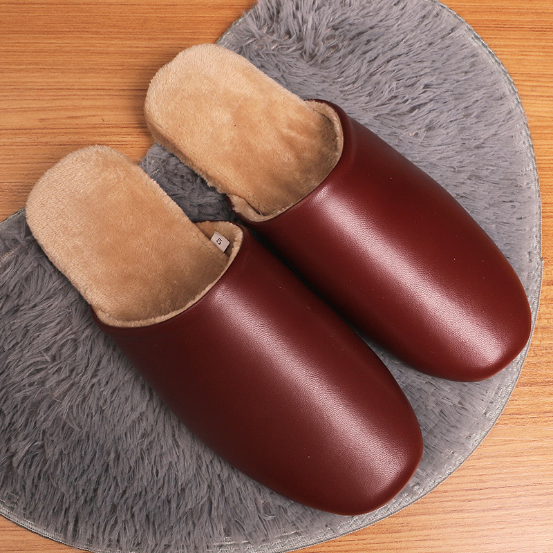Haining factory New genuine leather indoor home home couple Four Seasons sheepskin slippers men and women closed toe confinement shoes