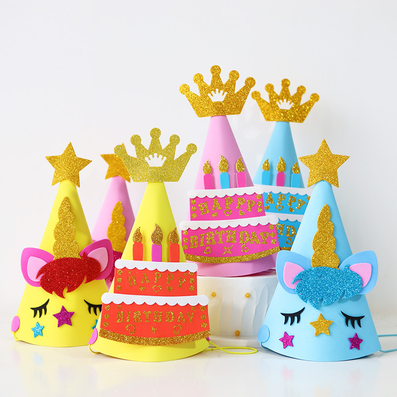 Sombrero de cumpleaños para niños nuevos suministros de fiesta de cumpleaños EVA sombrero de cumpleaños decoración de la torta del partido corona sombrero