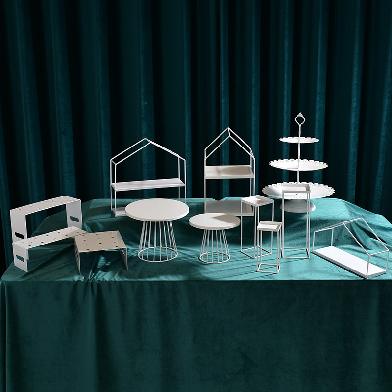 Diseño de boda europea decoración de mesa de postres set de té de la tarde refrigerio bandeja de pastel estante de exhibición mesa de descanso de té