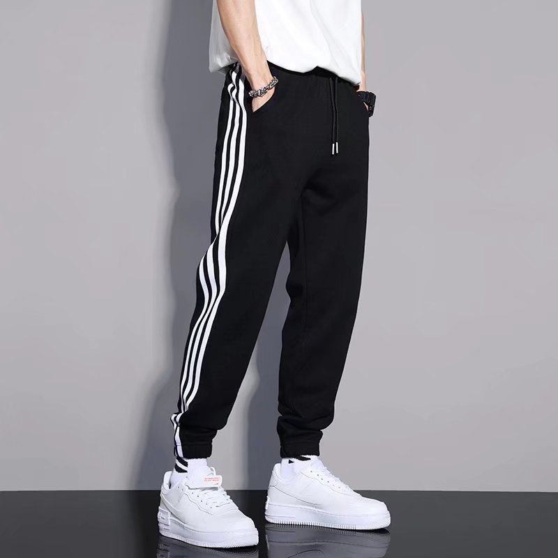 Pantalones de rayas japonesas primavera y otoño de los hombres de moda ins Pantalones deportivos rectos sueltos estilo coreano de moda Pantalones casuales a juego