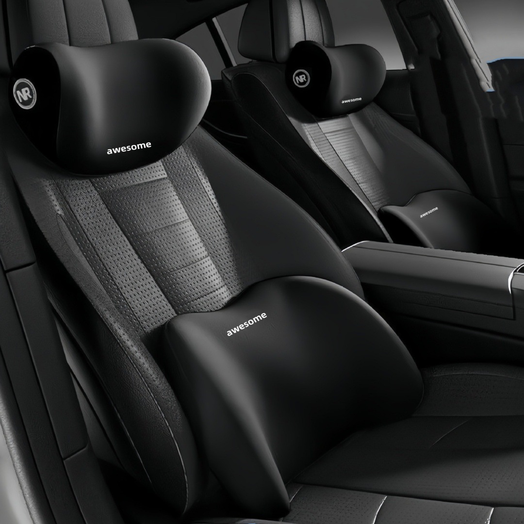 Car Lumbar Support Cushion Seat Backrest Headrest for Driver
